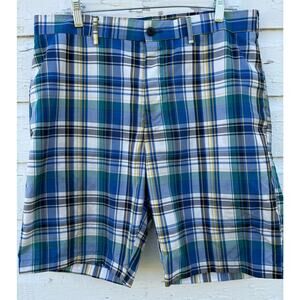 RH Mens Golf Shorts 34 Waist 10" Blue Plaid Bermuda Hiking Outdoors Performance